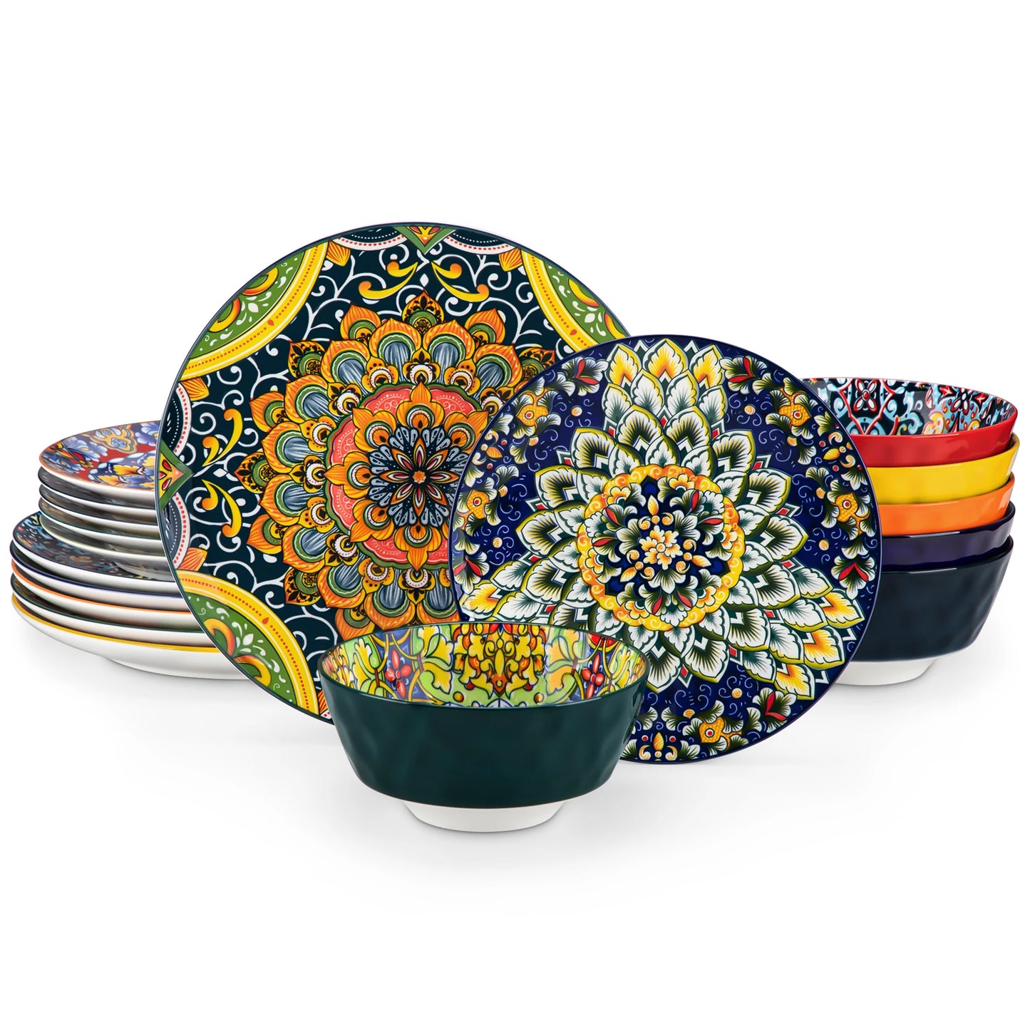 Malacasa Bohemian Style Ceramic Dinnerware Set Collection