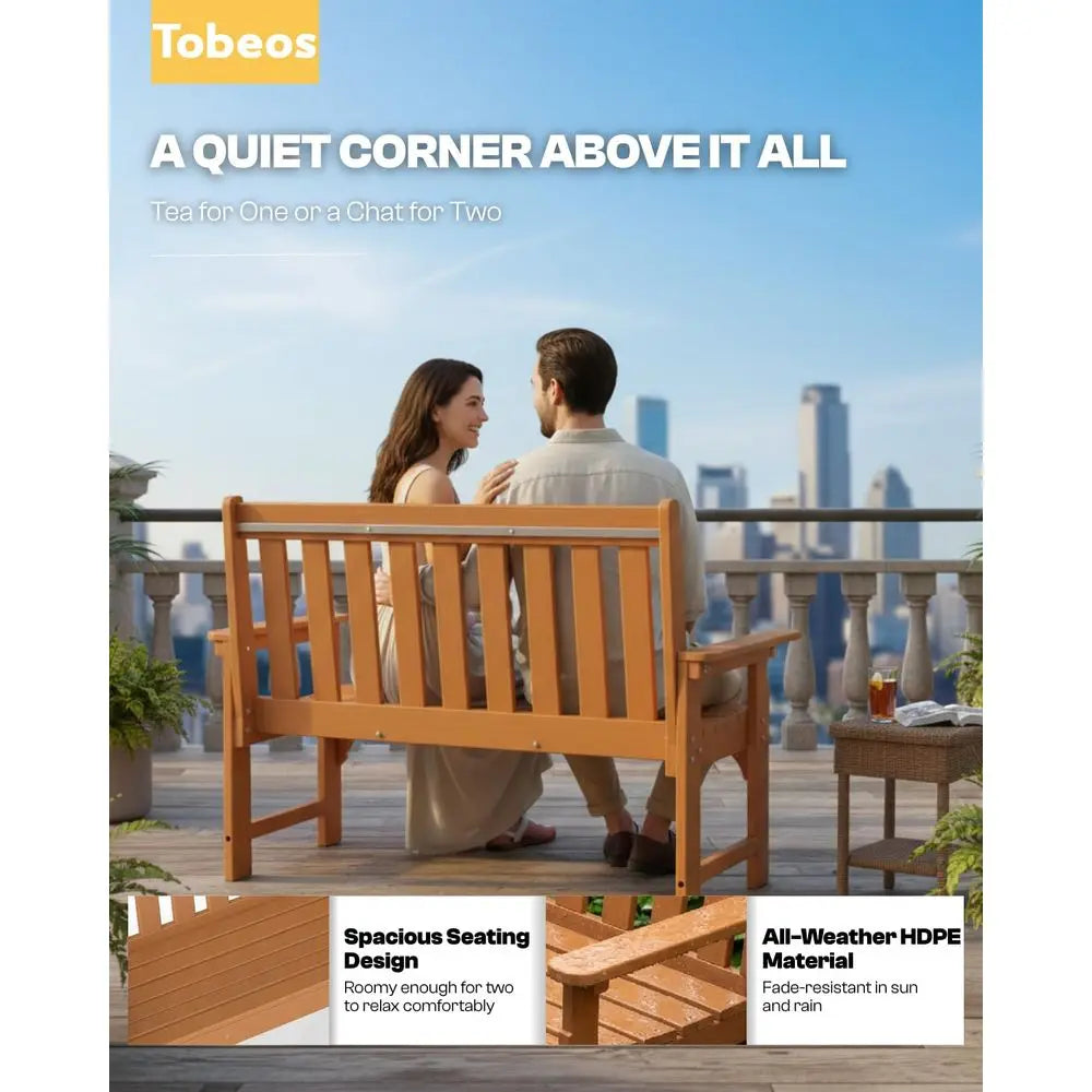 Adirondack Folding Bench All Weather HDPE Two Person Outdoor Seating