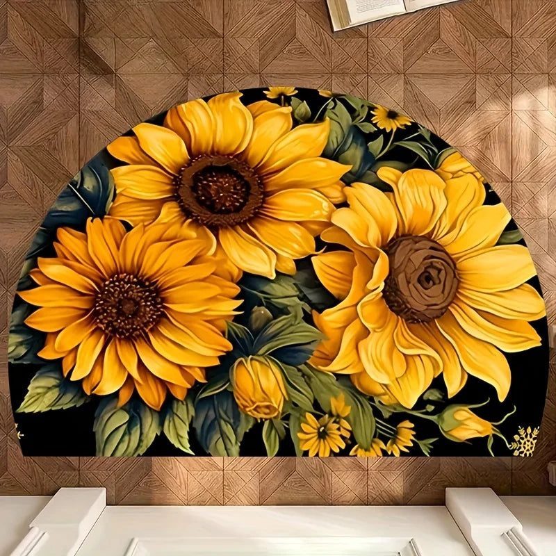 Sunflower Pattern Doormat For Indoor Entrances And Hallways