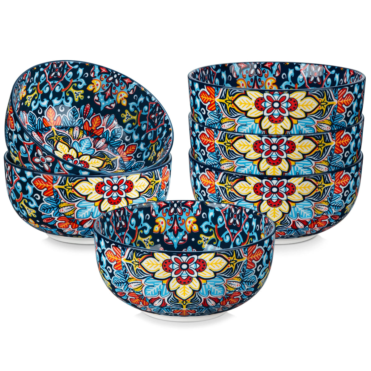Malacasa Ceramic Cereal And Soup Bowl Set Floral Pattern