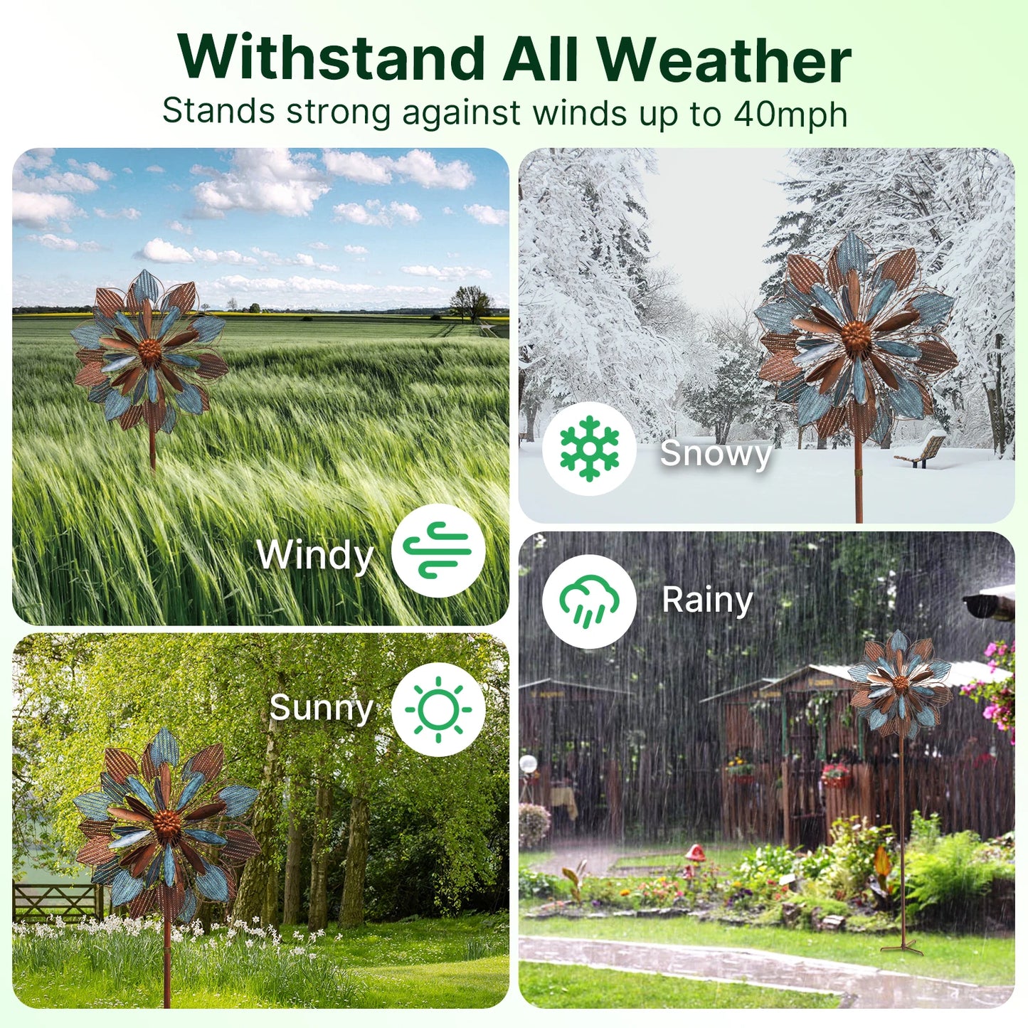 Wind Spinners Outdoor Metal Double Spinner Garden Sculpture 2 Pack