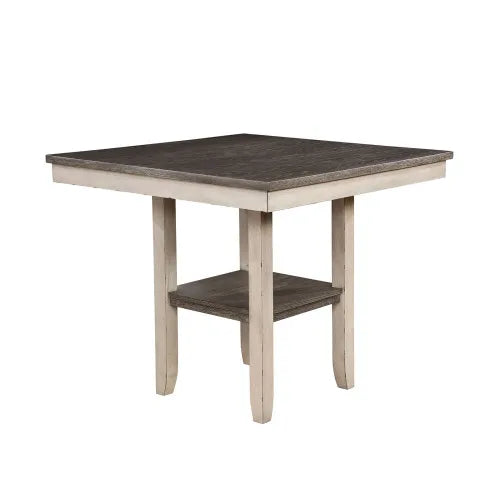 Rustic Plank Design Dining Set With Padded Chairs And Shelf
