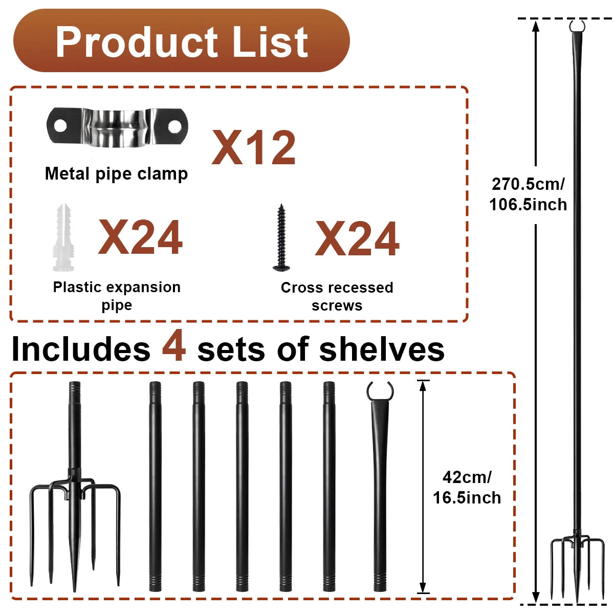 Aiopp Adjustable 2/4/6 Pack String Light Poles for Outdoor Garden