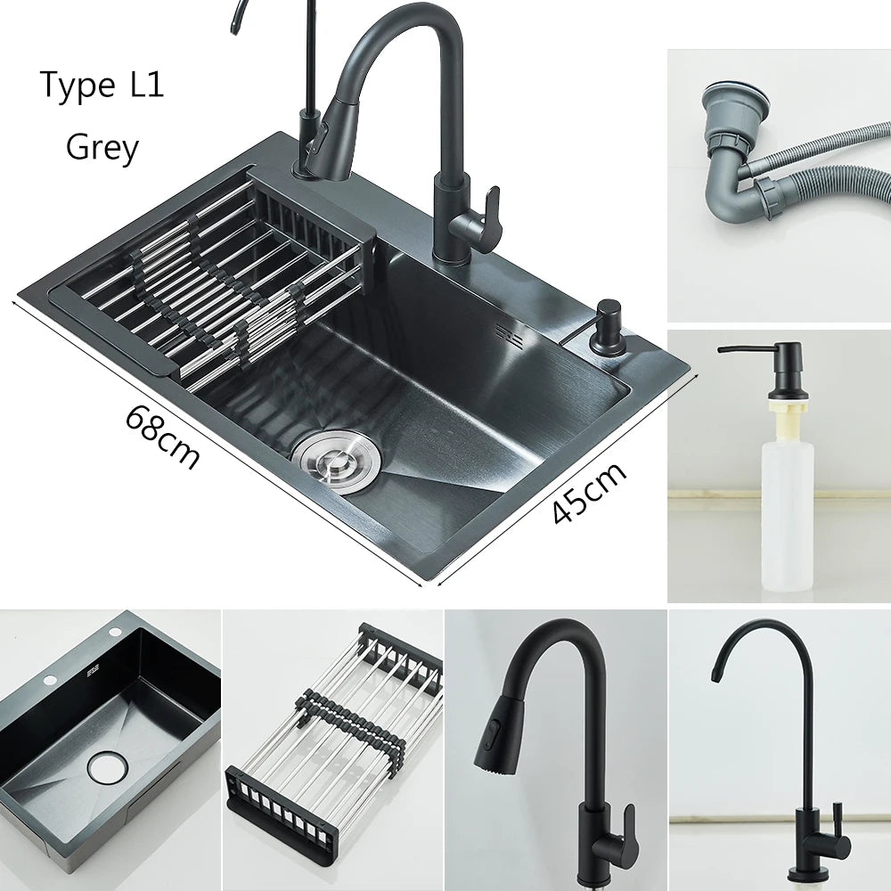 MYQualife Stainless Steel Undermount Kitchen Sink Four Holes With Drain