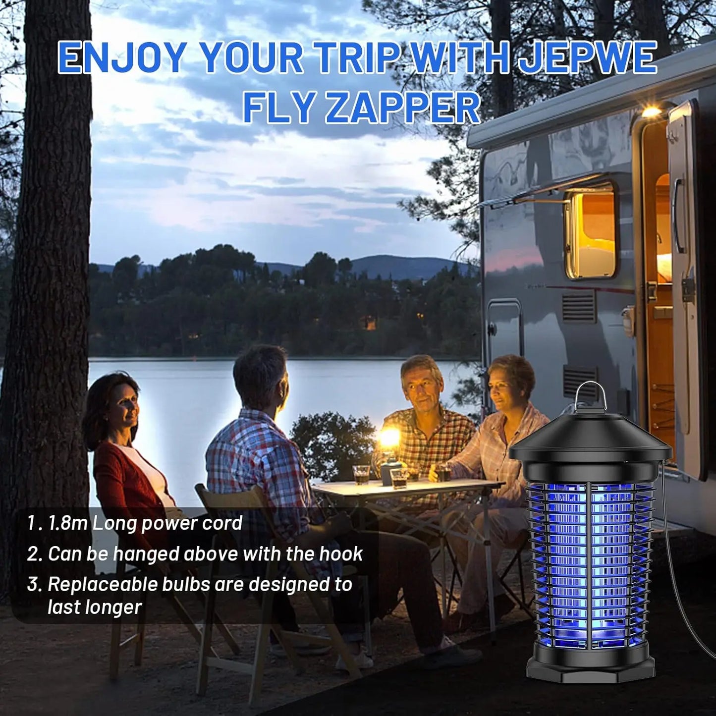 Outdoor Bug Zapper 4000V Mosquito Killer Lantern Waterproof Insect Trap