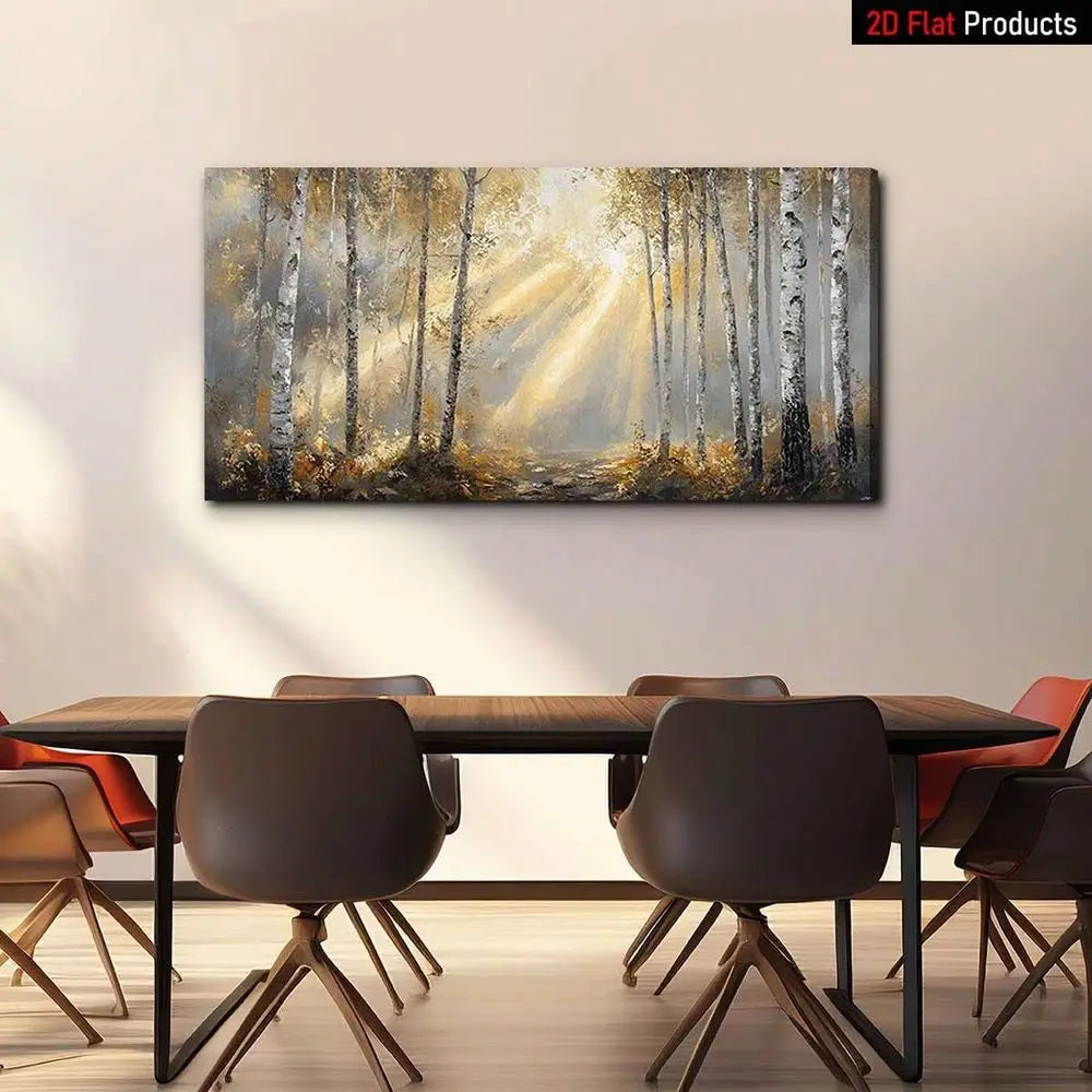 XMSJ Autumn Forest Sunlight Impressionist Canvas Wall Art Poster