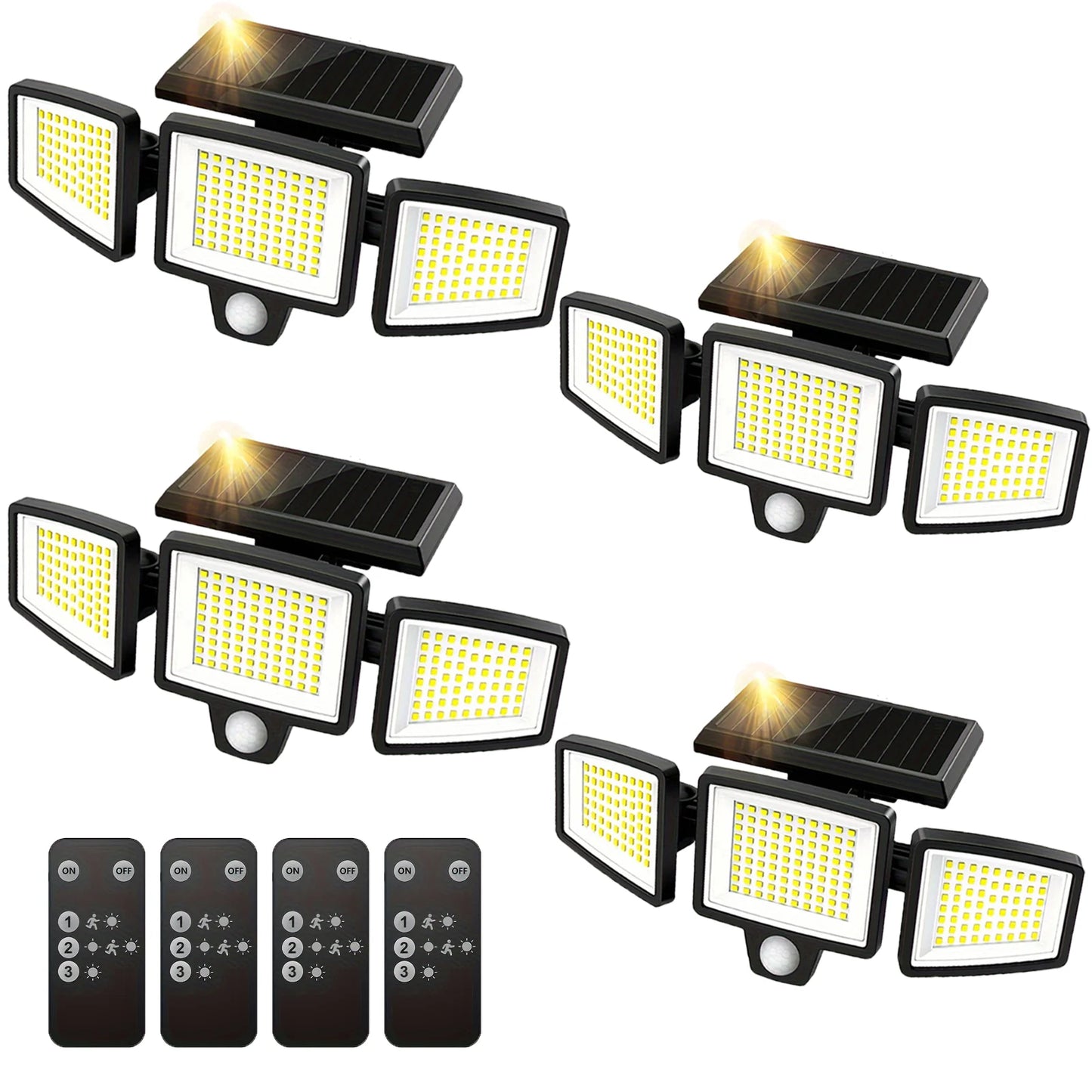 SZRSTH 3-Head Solar Motion Sensor Security Light With Wireless Remote