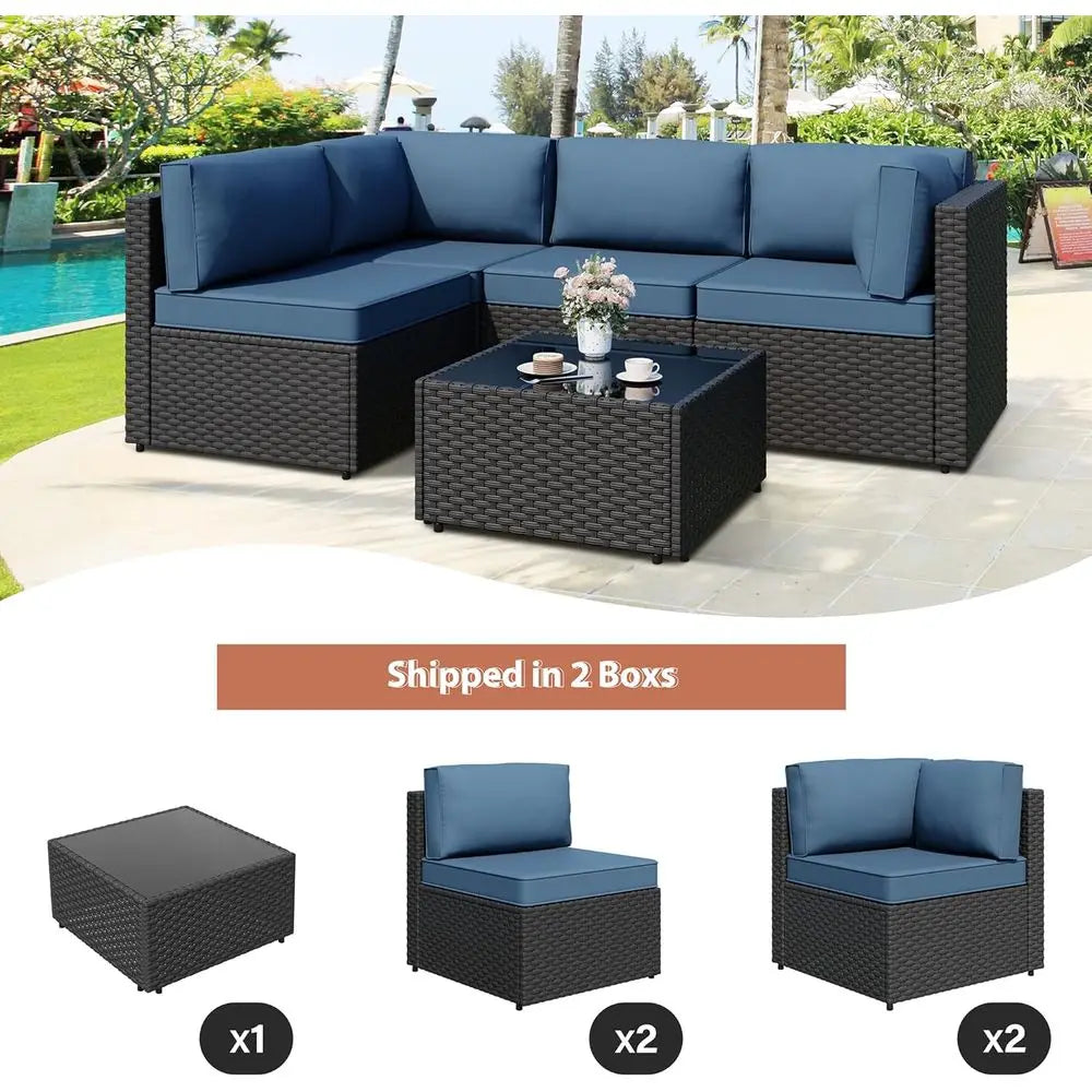 RBXC Outdoor Wicker Patio Furniture Set With Cushions
