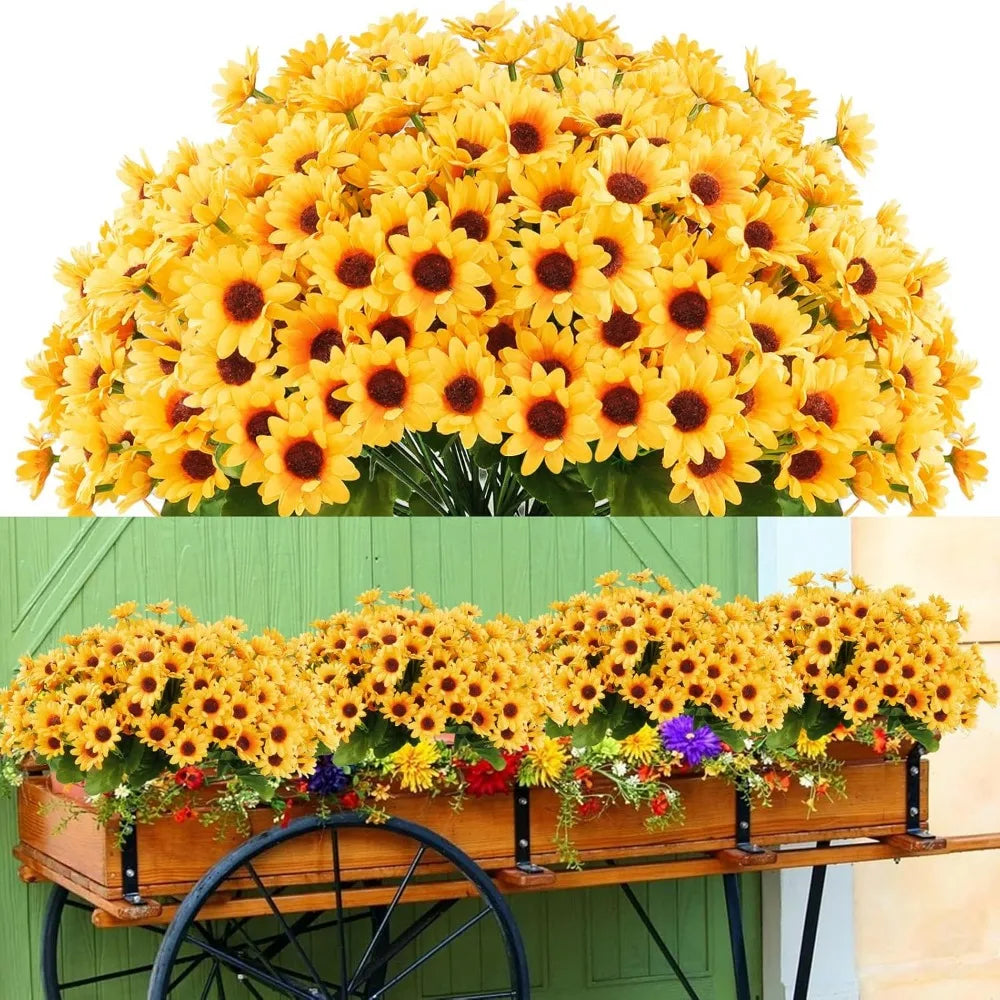 Sunflowers Artificial Flowers 10 Bunches UV Resistant Outdoor Indoor Decor