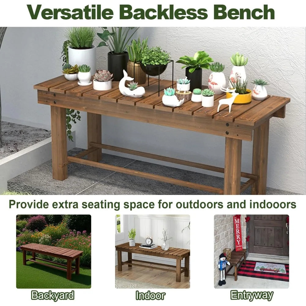 Outdoor Garden Wood Bench Weatherproof Patio Seating For Two