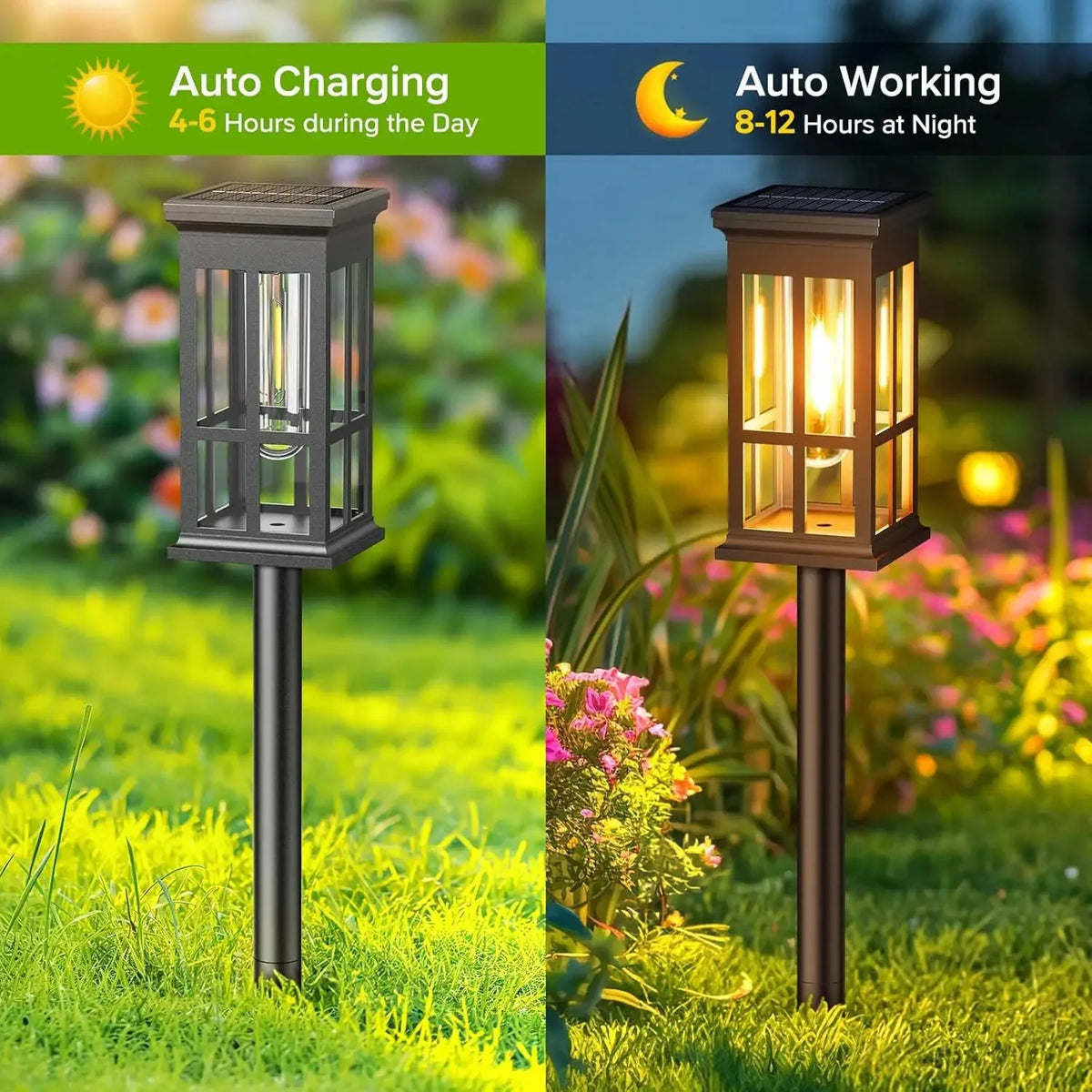 Solar Powered LED Pathway Lights Waterproof Outdoor Landscape Garden Lighting