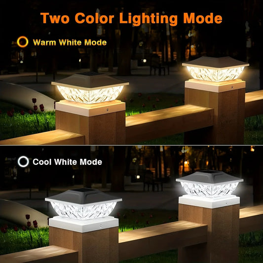 KPSTEK Solar Outdoor Fence Light Waterproof Led Garden Pillar Lamp