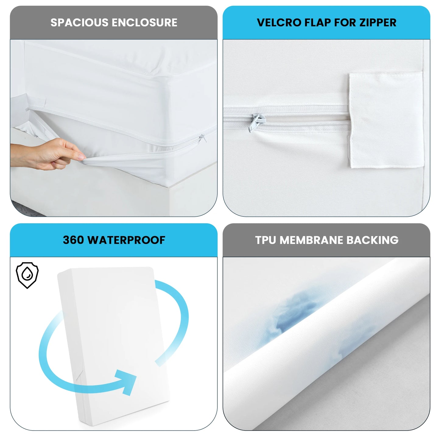 LUX Décor Waterproof Mattress Encasement Bed Bug Proof Protector