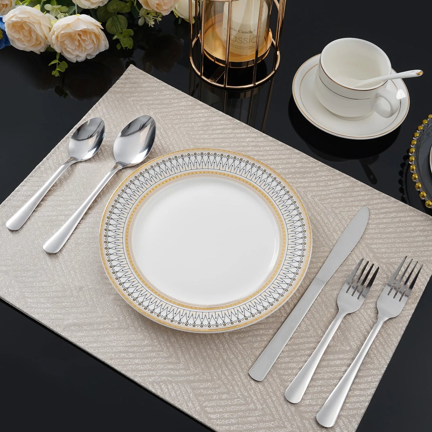 HANSMART 60-Piece Stainless Steel Flatware Set Dishwasher Safe