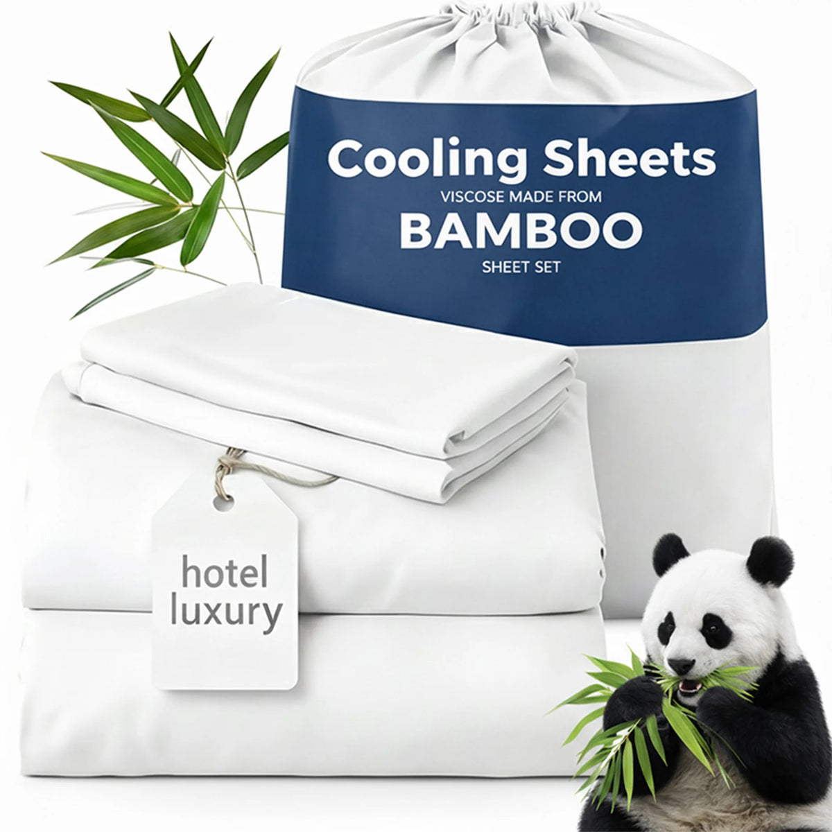 Bamboo Viscose Cooling Sheet Set With Deep Pocket Fitted Sheet