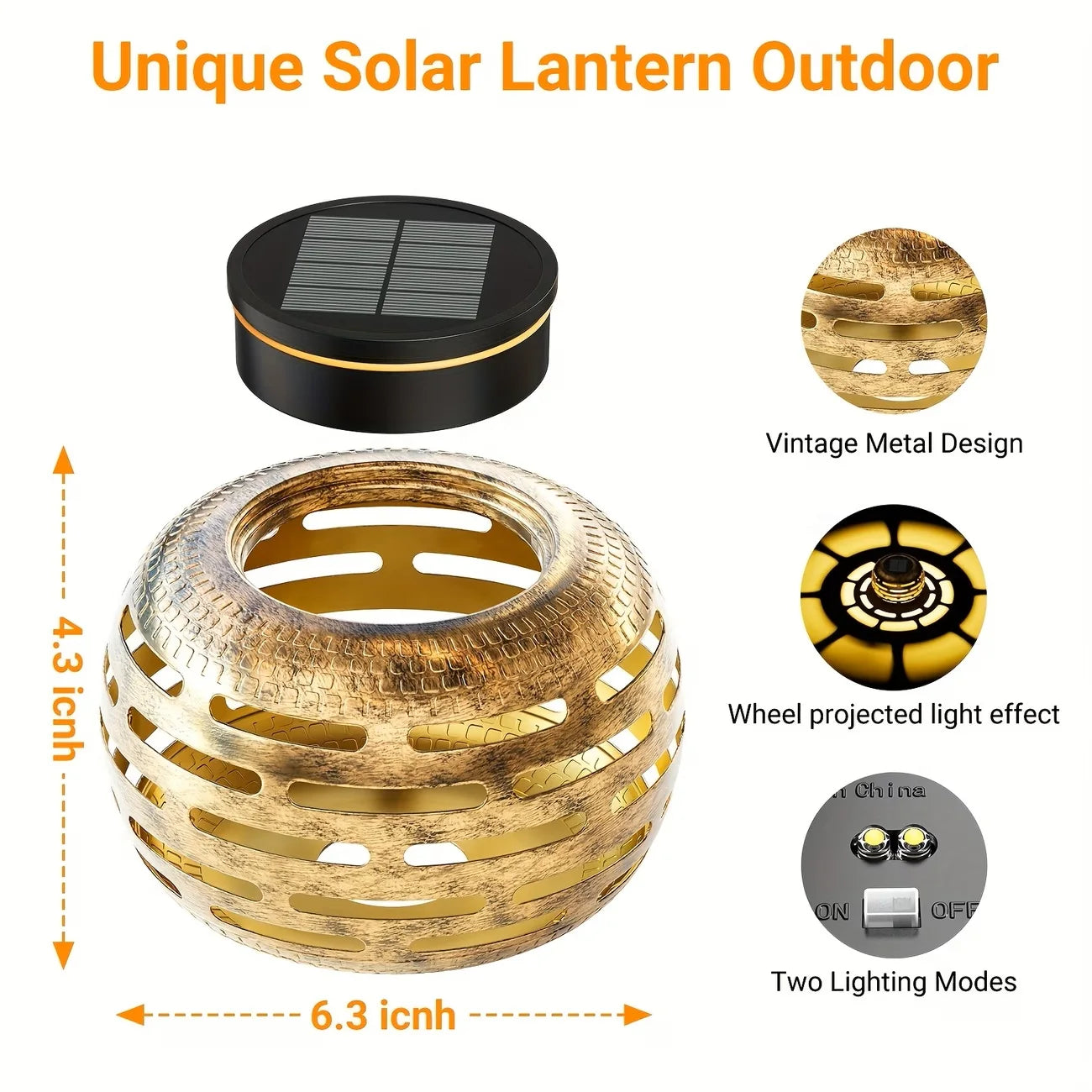 Retro Hollow Metal Solar Lanterns Outdoor Waterproof Flickering LED Garden Decor