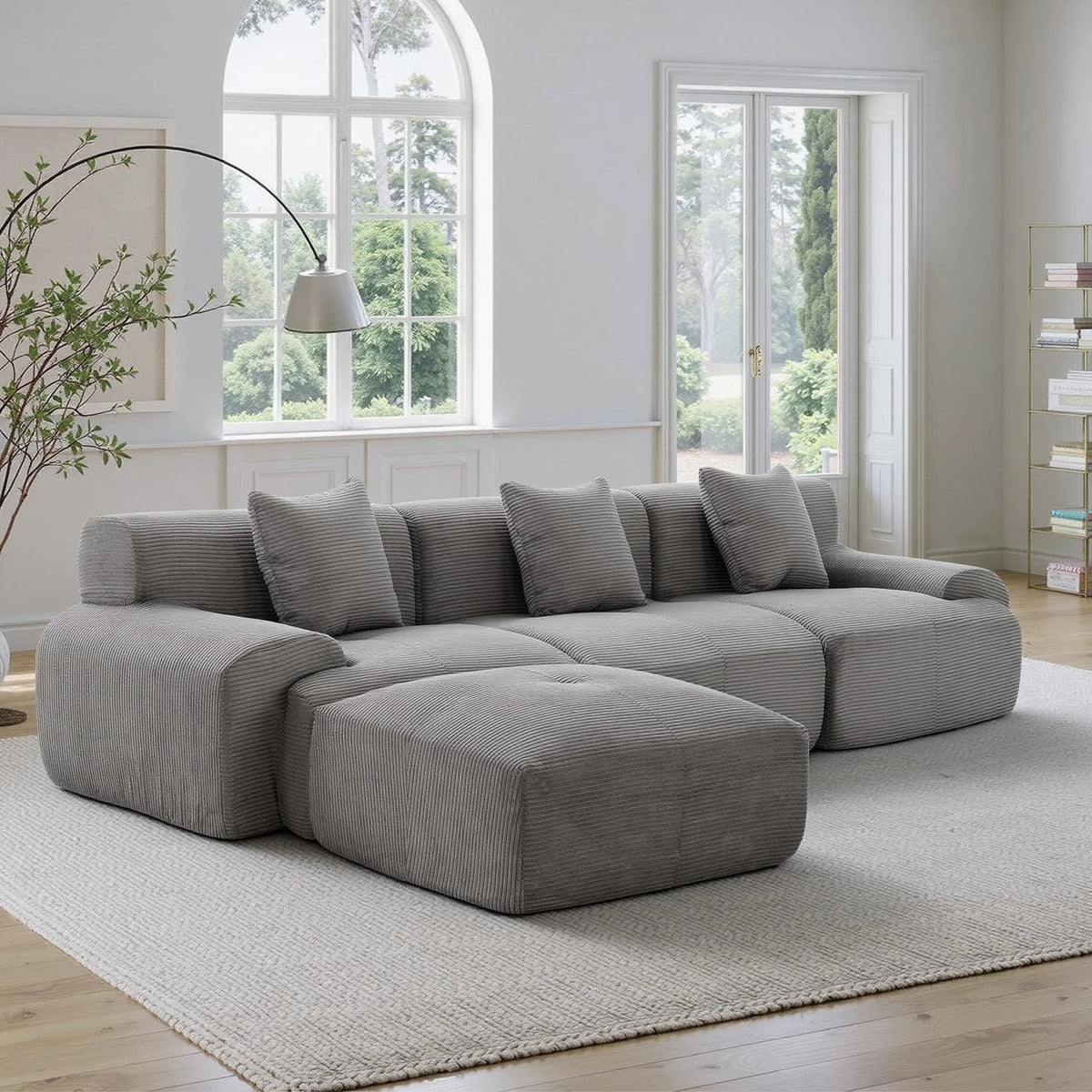 GAOHAPY Modular Corduroy Sectional Sofa with Wide Armrests