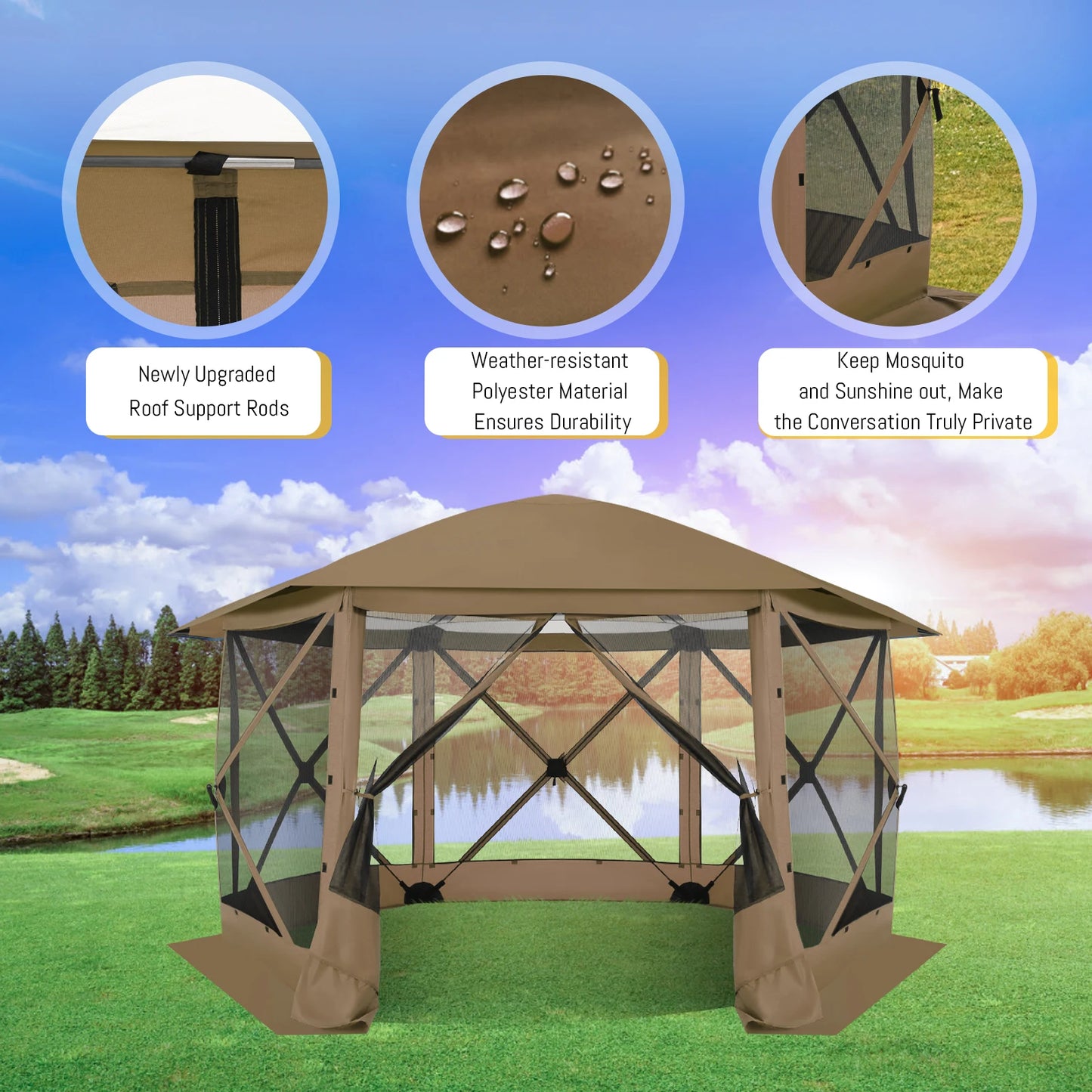 Tooluck Pop Up Gazebo Screen House Tent for Camping