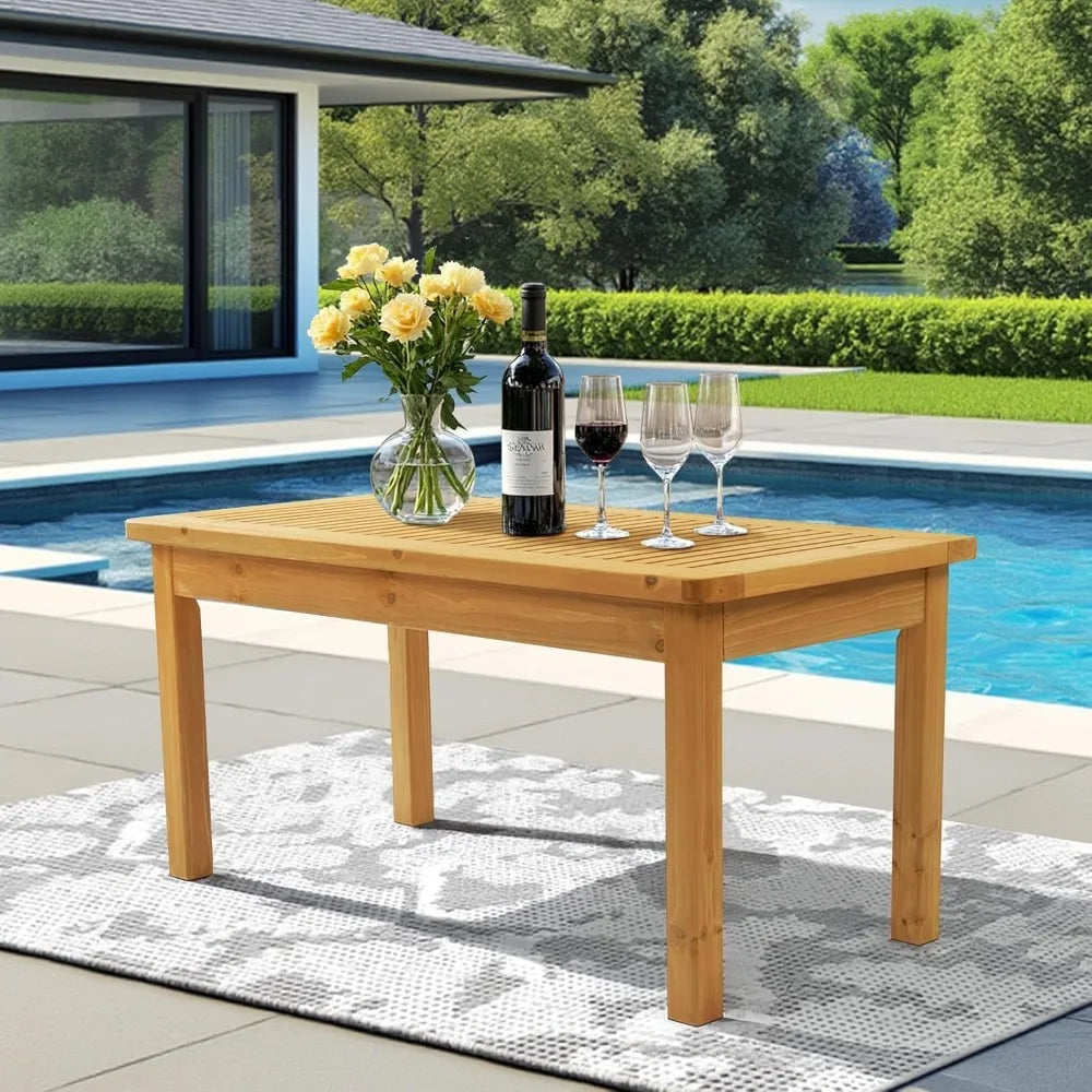 Outdoor Cedar Wood Coffee Table With Slatted Top For Patio