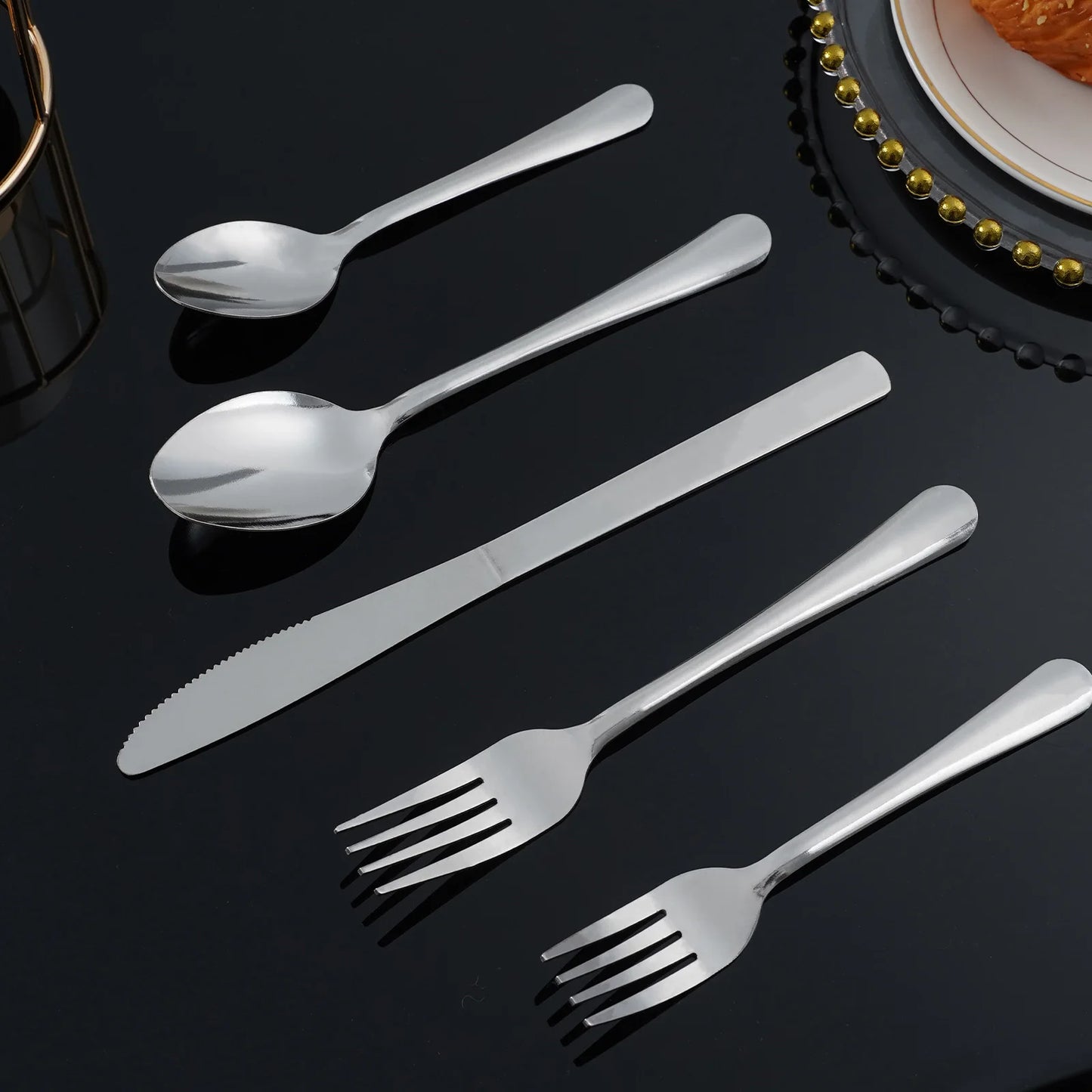 HANSMART 60-Piece Stainless Steel Flatware Set Dishwasher Safe