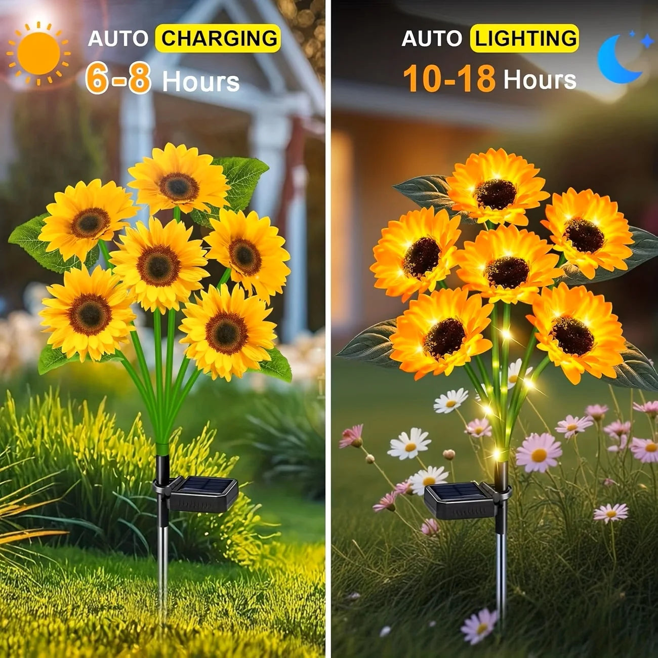 Solar Sunflower Outdoor Lights Waterproof Automatic On Off