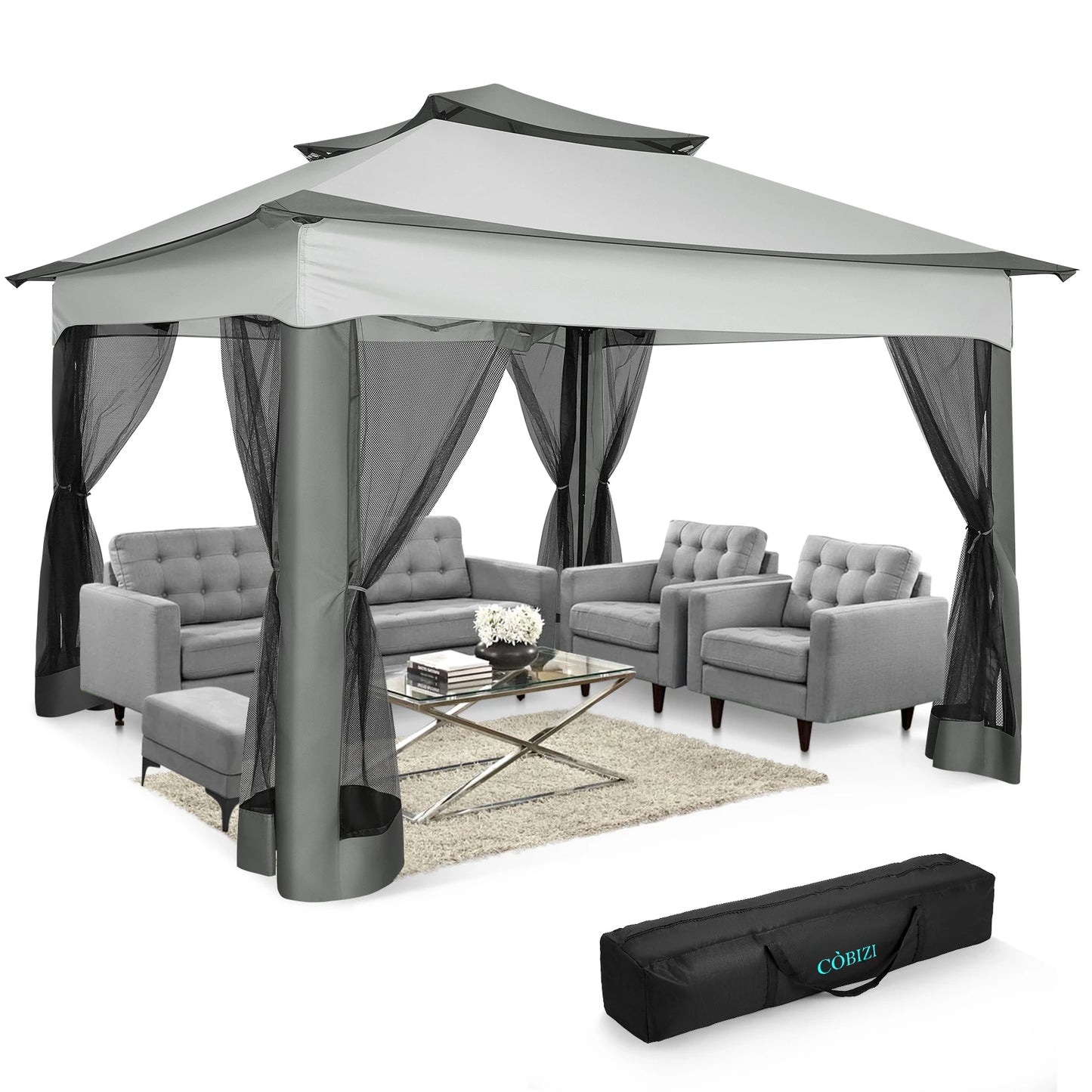 Tooluck Pop Up Gazebo With Mosquito Netting For Outdoor Garden