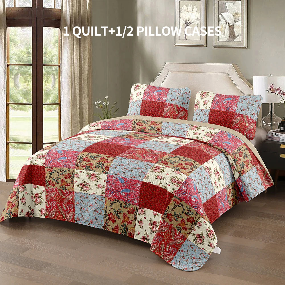 Premium Quilted Polyester Bed Cover Set Four Seasons