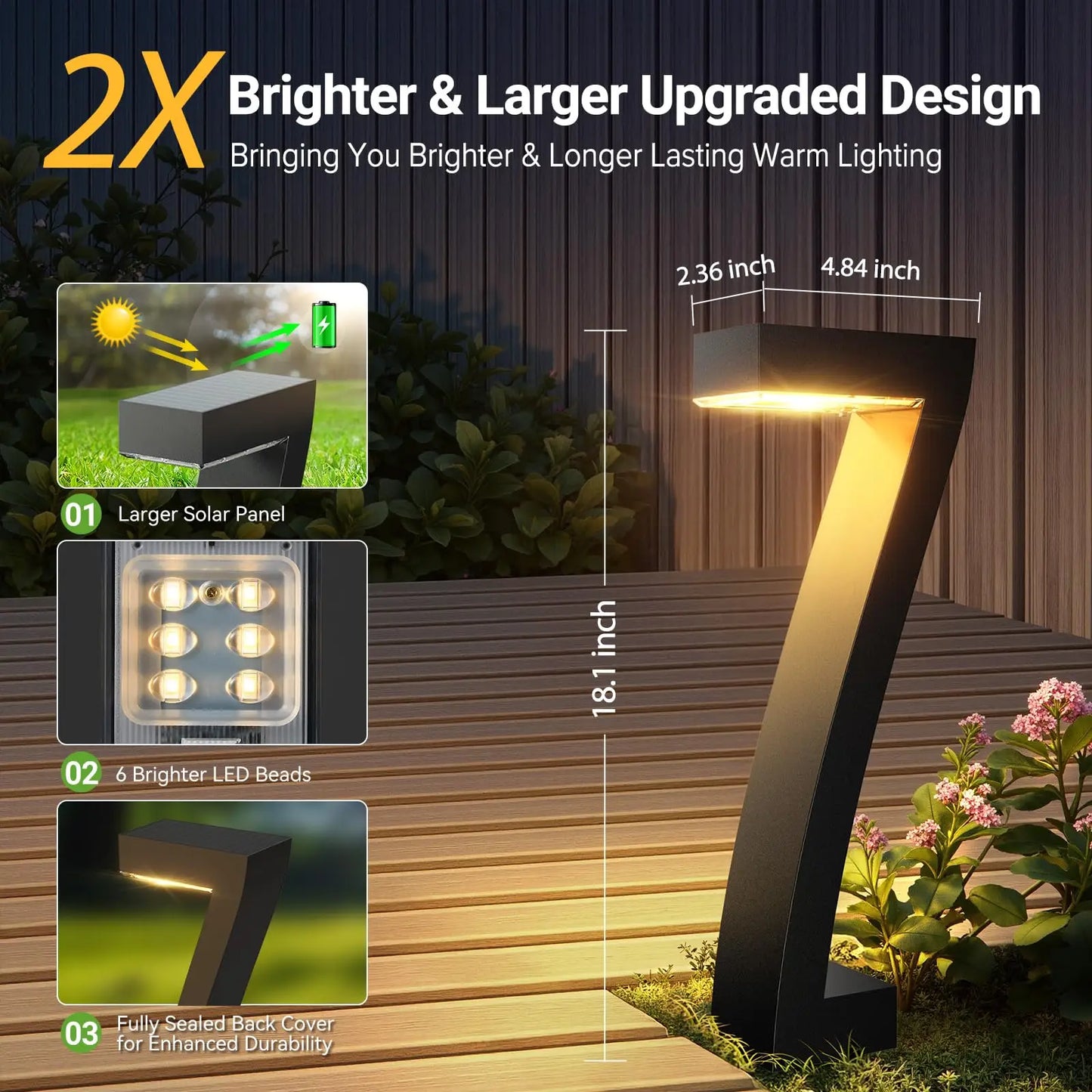 Bright LED Solar Pathway Lights IP65 Waterproof Outdoor Garden