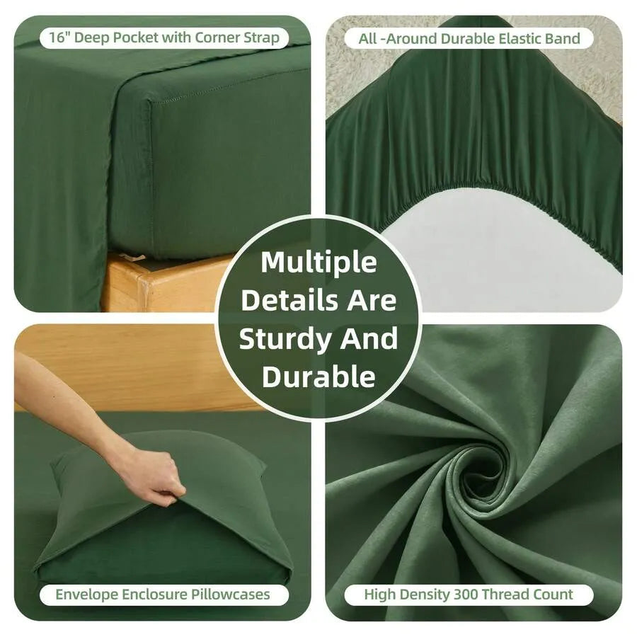 Bamboo Viscose Cooling Sheet Set With Deep Pocket Fitted Sheet