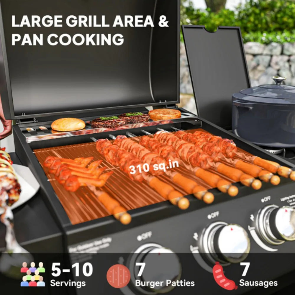 3-In-1 Portable Charcoal BBQ Grill With Smoker And Fire Pit