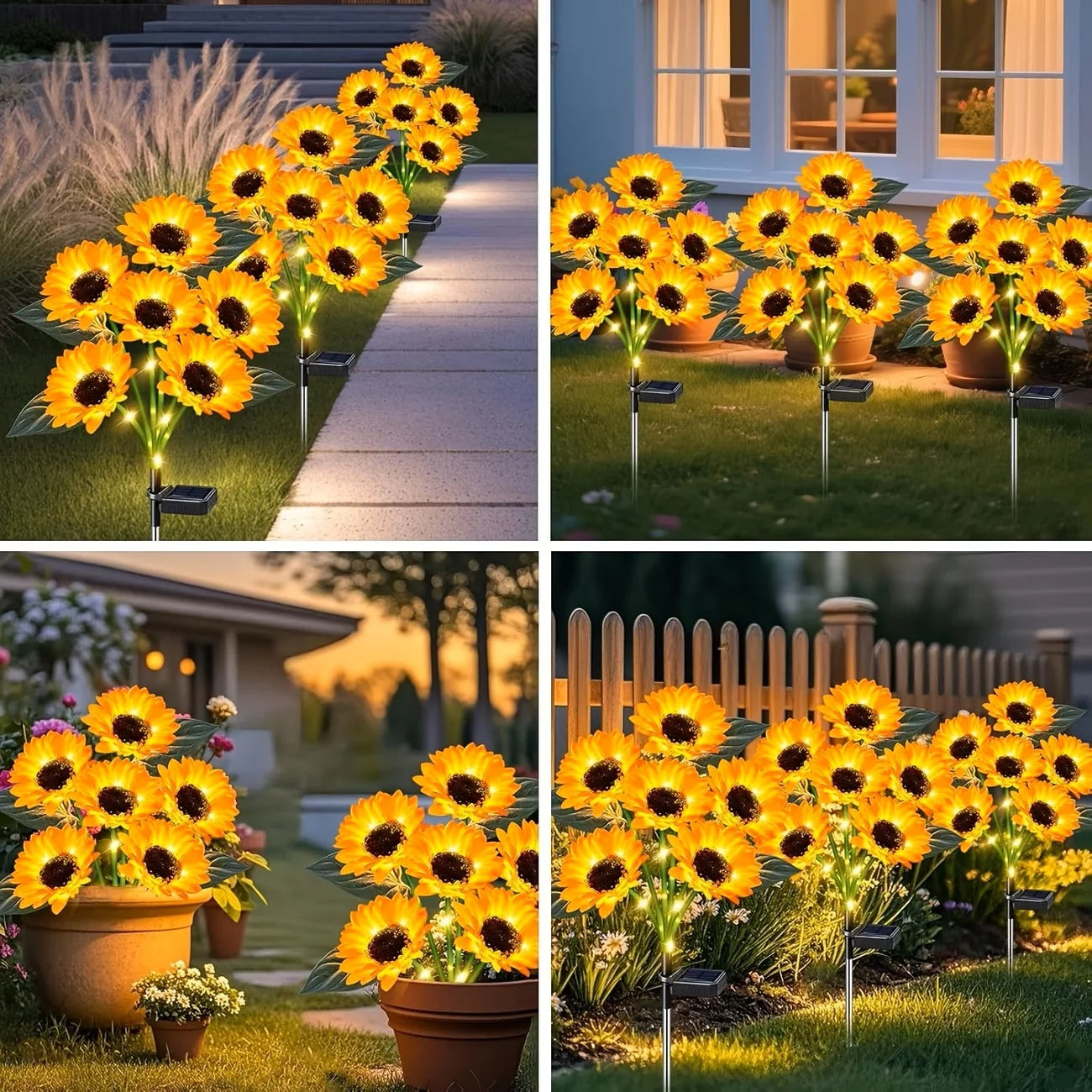 Solar Sunflower Outdoor Lights Waterproof Automatic On Off