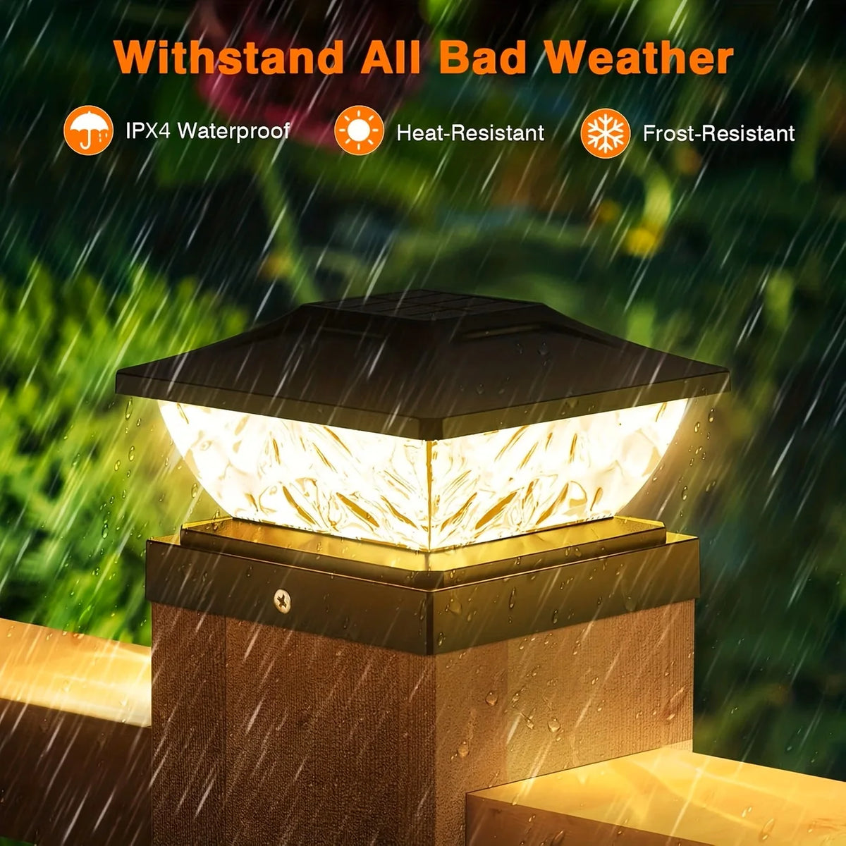 KPSTEK Solar Outdoor Fence Light Waterproof Led Garden Pillar Lamp