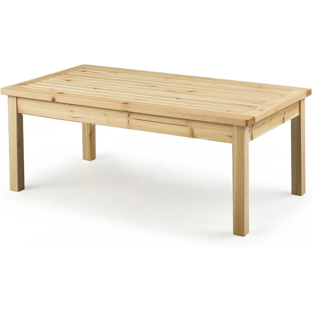 Outdoor Cedar Wood Coffee Table for Patio with Slatted Top