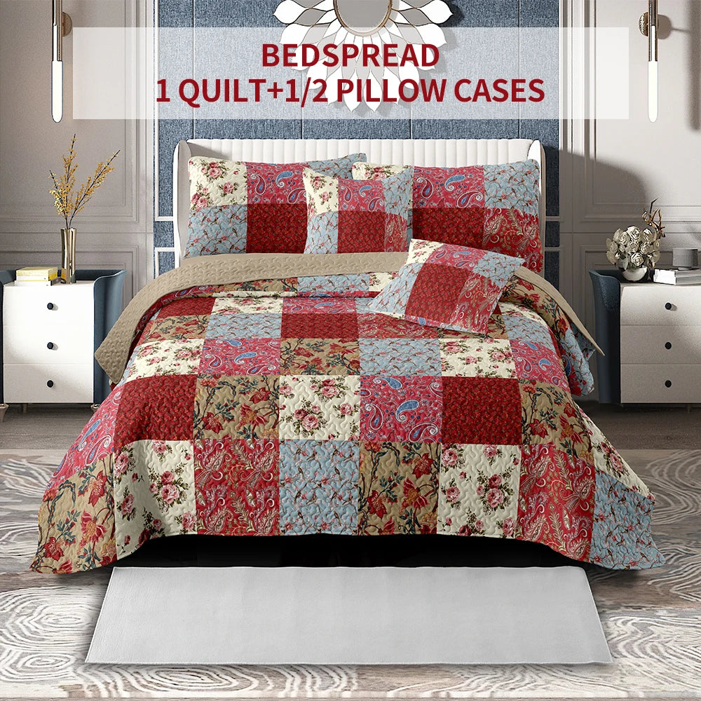 Premium Quilted Polyester Bed Cover Set Four Seasons