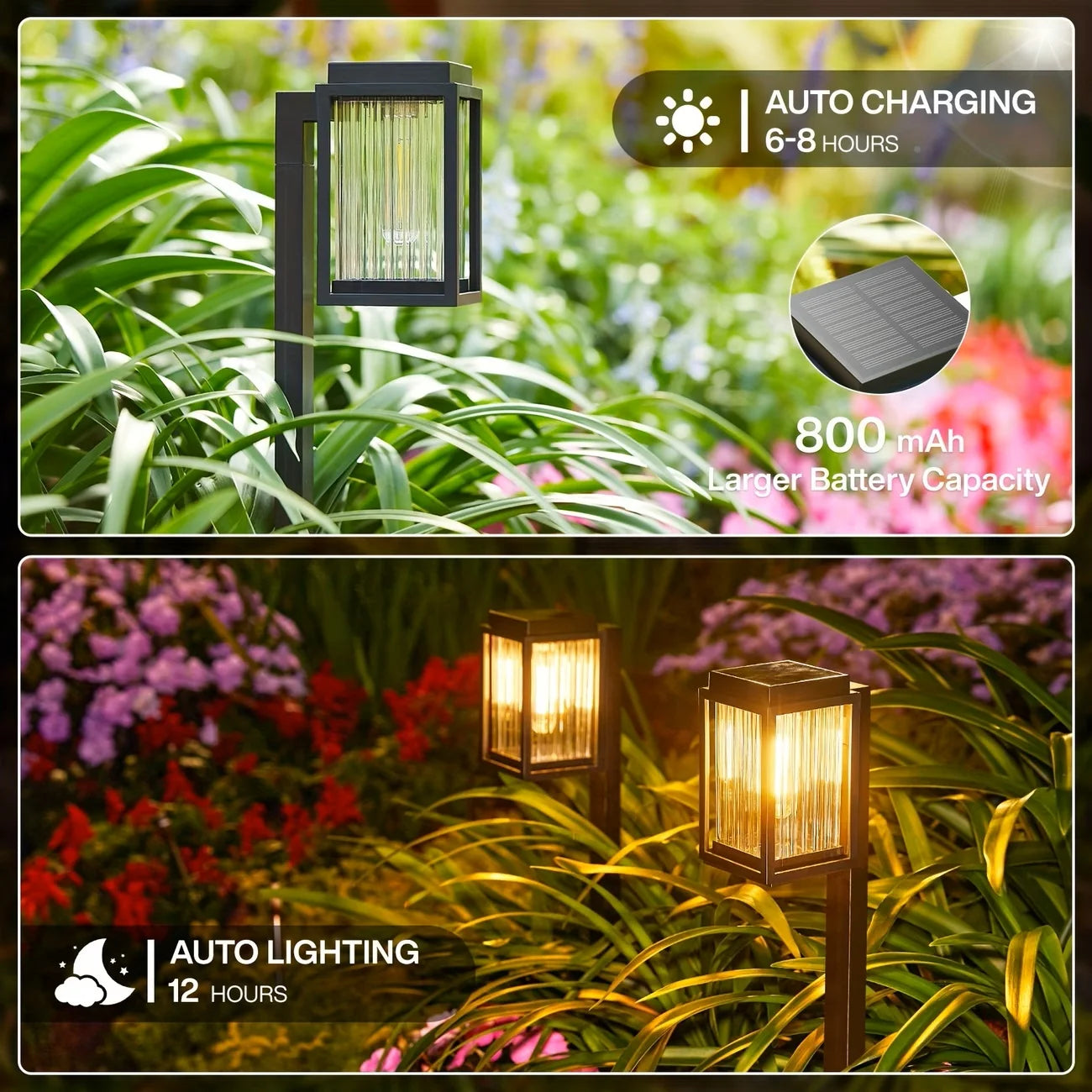 Solar Pathway Lights Outdoor Waterproof Led Lawn Lamps 2 Pack