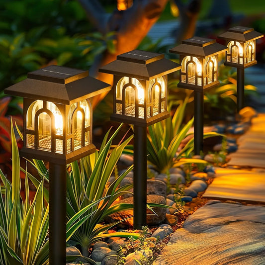Waterproof Solar Pathway Lights Outdoor Garden Landscape LED Lamp Set