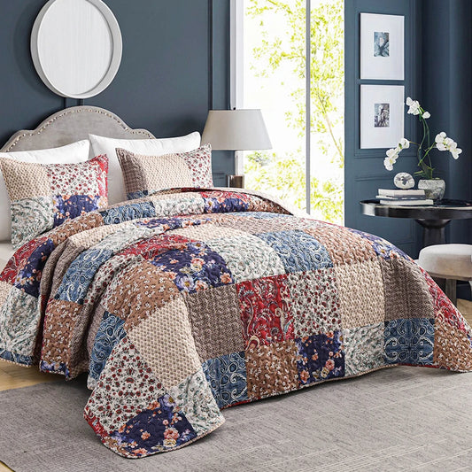 Premium Quilted Polyester Bed Cover Set With Pillowcases For Four Seasons