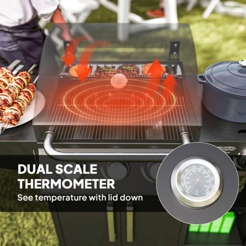 3-In-1 Portable Charcoal BBQ Grill With Smoker And Fire Pit