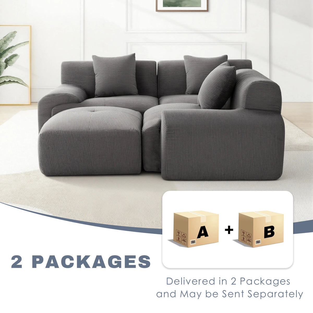 GAOHAPY Modular Corduroy Sectional Sofa with Wide Armrests