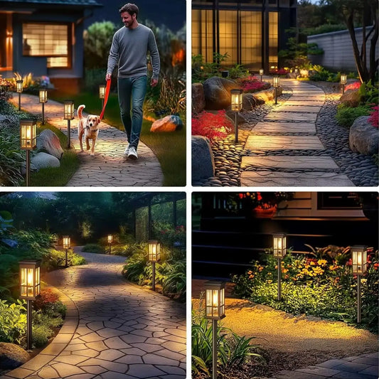 Solar Powered LED Pathway Lights Waterproof Outdoor Landscape Garden Lighting
