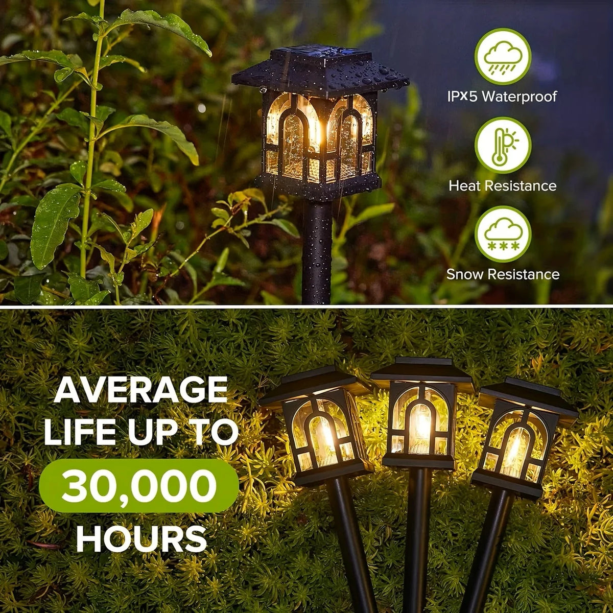 Waterproof Solar Pathway Lights Outdoor Garden Landscape LED Lamp Set