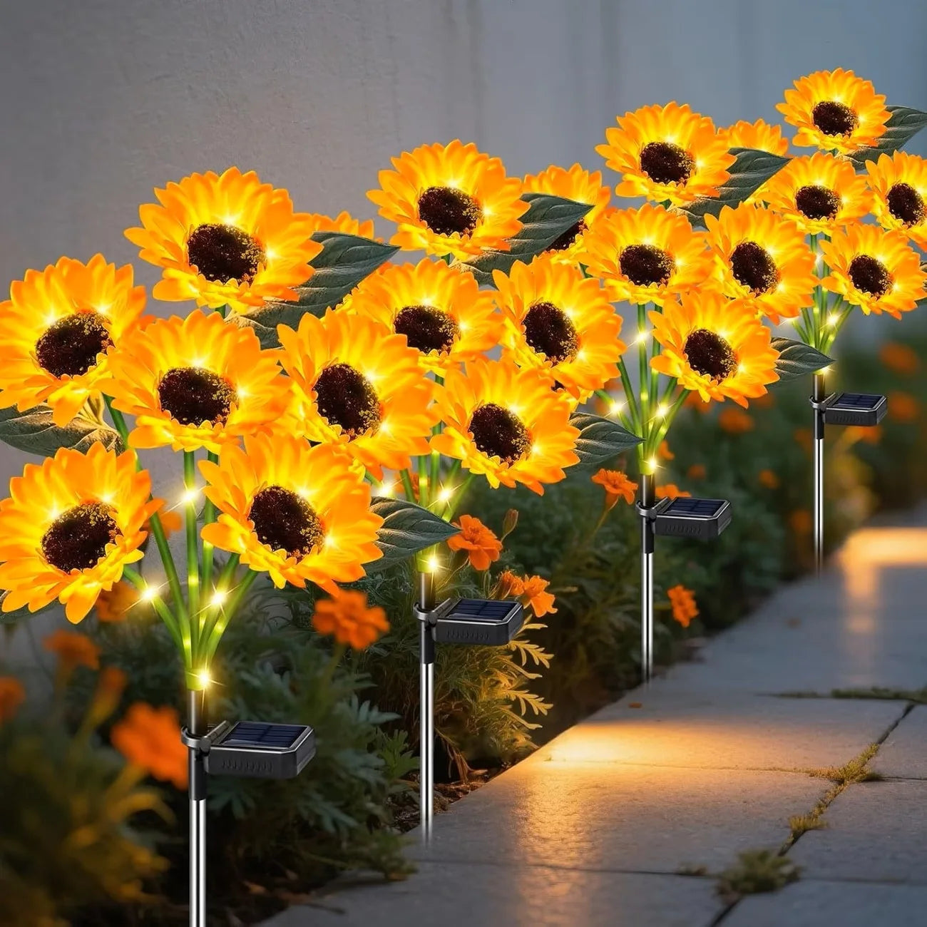 Solar Sunflower Outdoor Lights Waterproof Automatic On Off