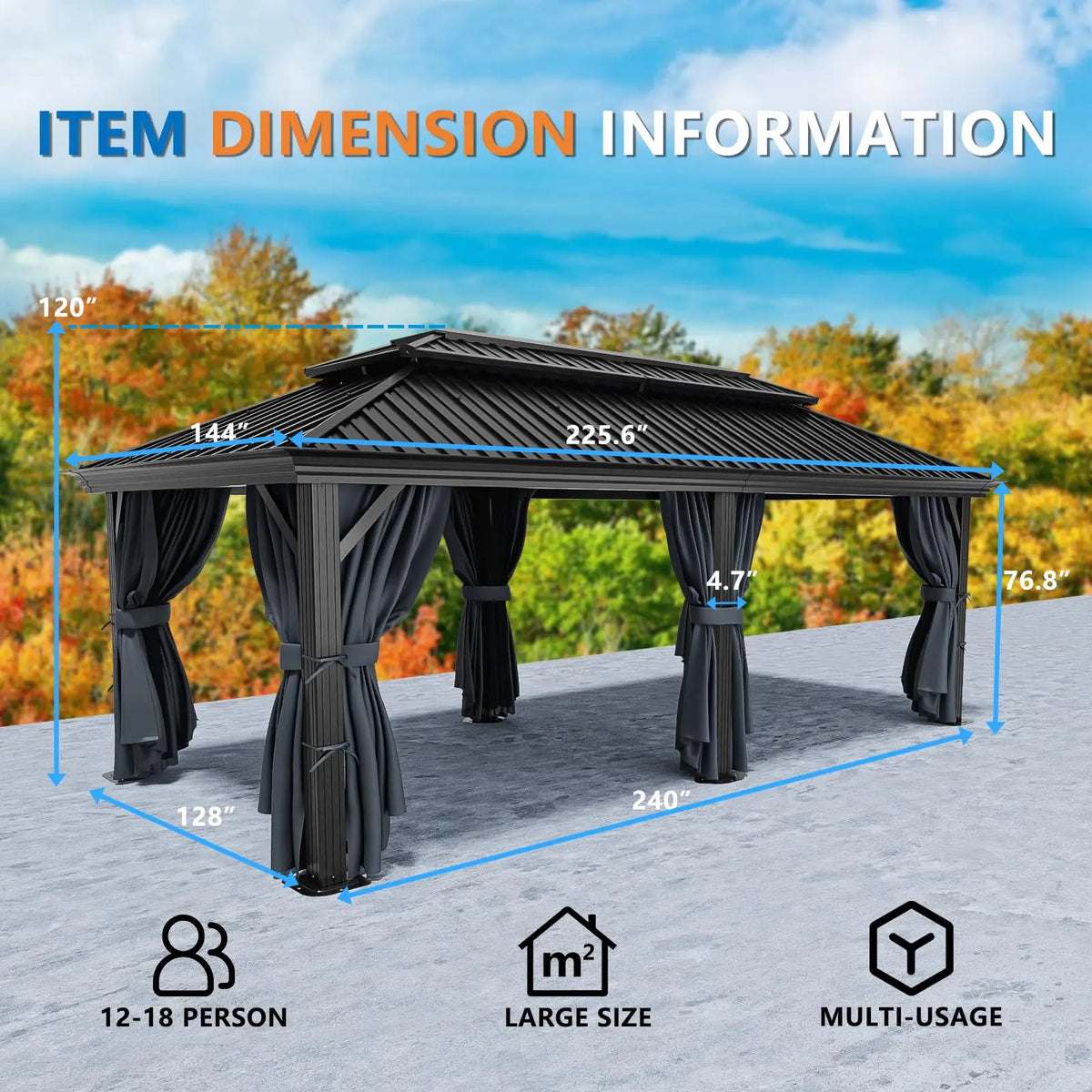 Tooluck Heavy Duty Hardtop Gazebo With Steel Roof And Curtain