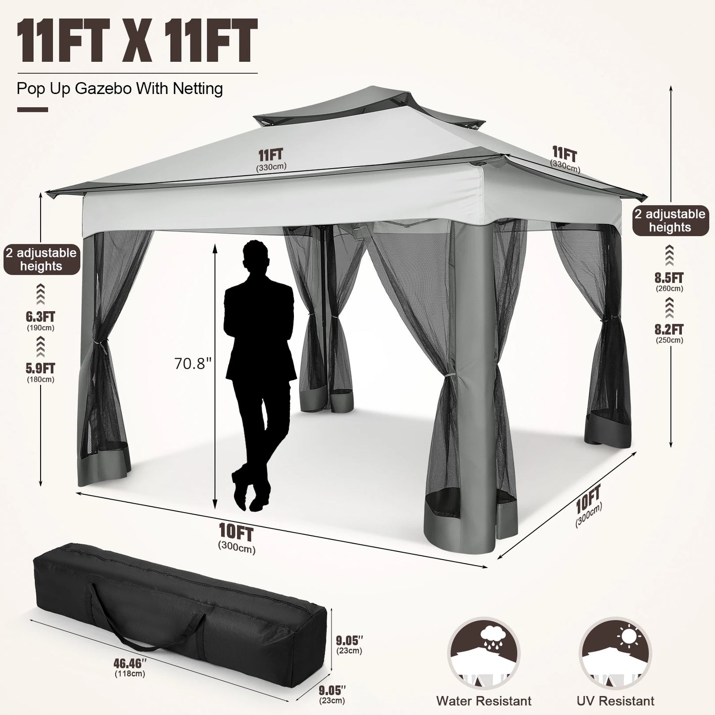 Tooluck Pop Up Gazebo With Mosquito Netting For Outdoor Use
