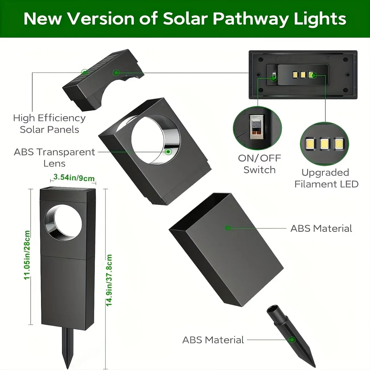 Solar Pathway Lights Outdoor Waterproof LED Garden Path Lights Auto On Off