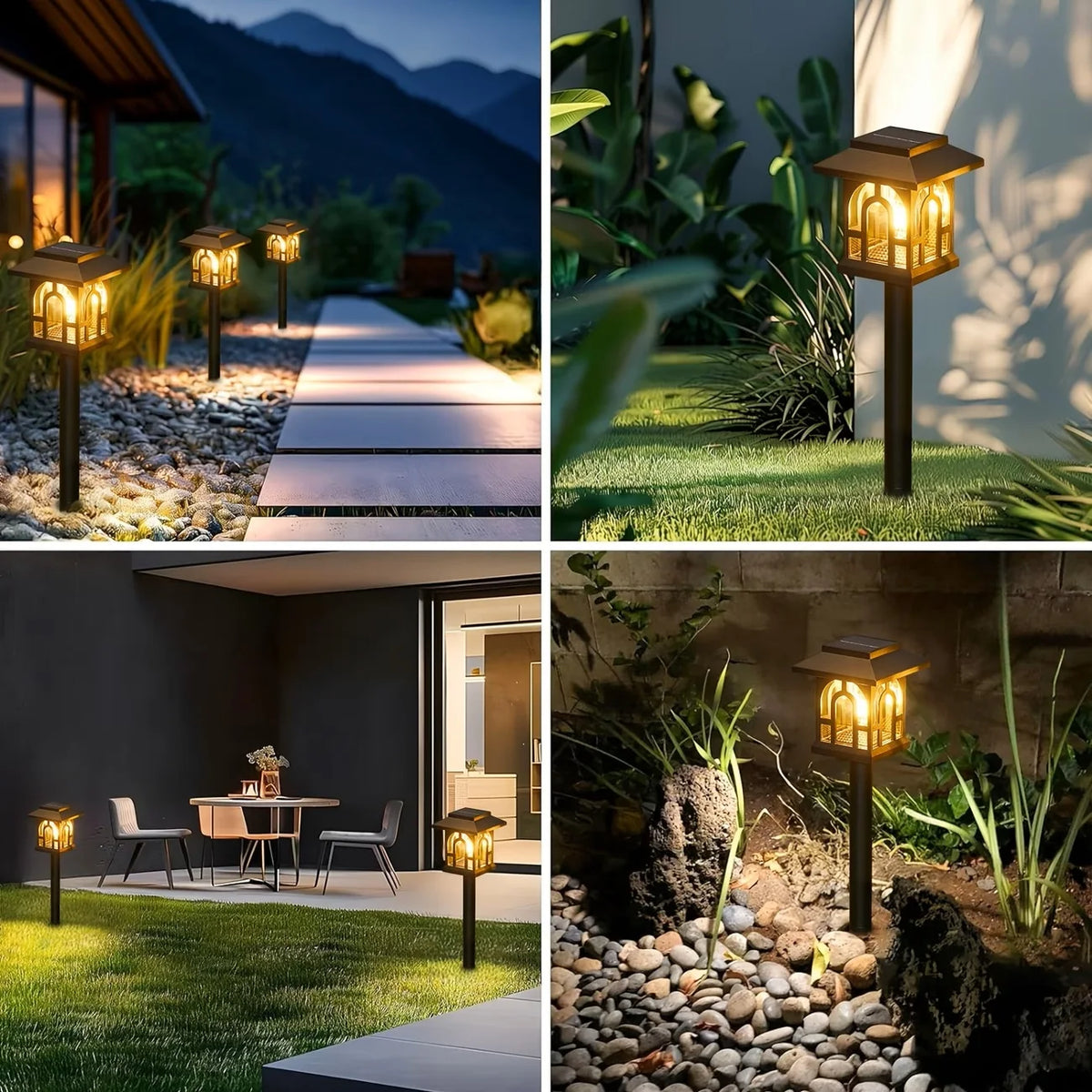Waterproof Solar Pathway Lights Outdoor Garden Landscape LED Lamp Set