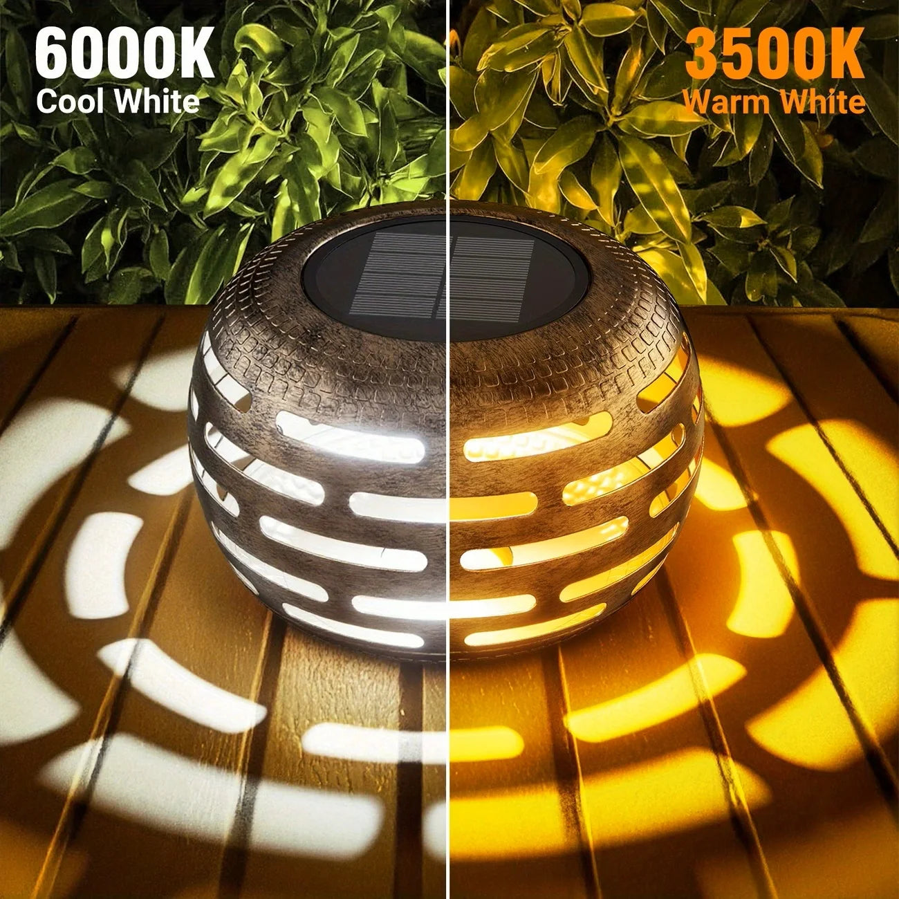 Retro Hollow Metal Solar Lanterns Outdoor Waterproof Flickering LED Garden Decor