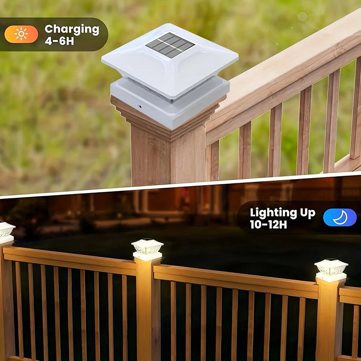 KPSTEK Solar Outdoor Fence Light Waterproof Led Garden Pillar Lamp