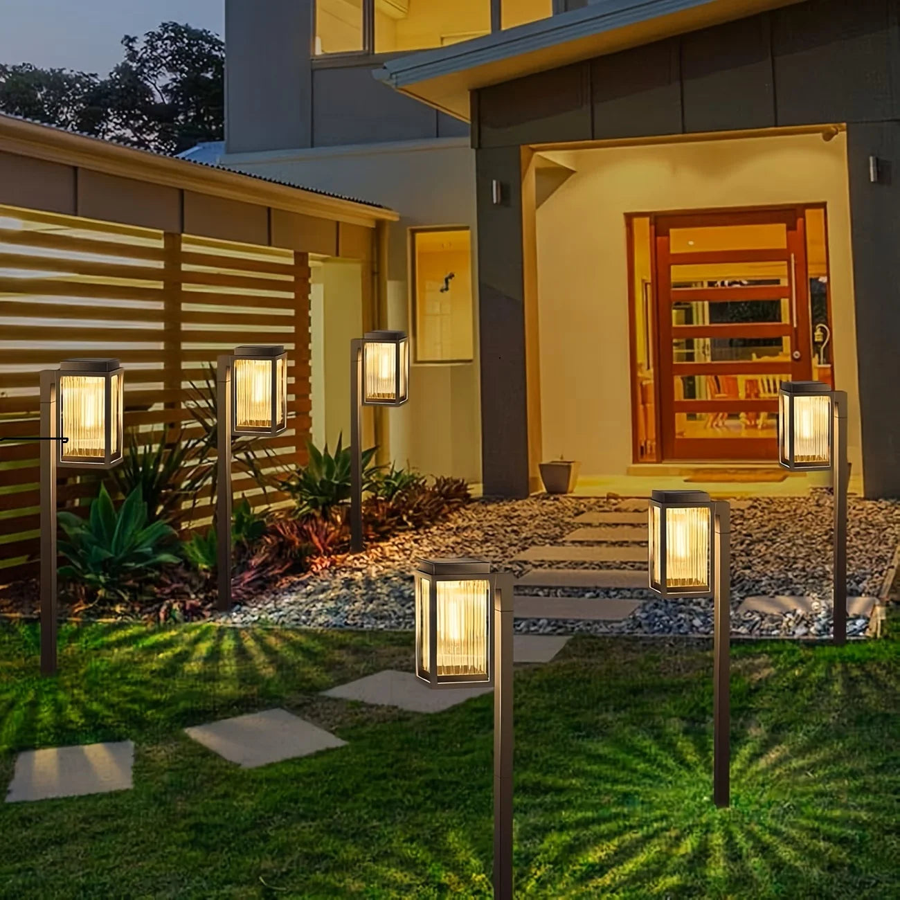 Solar Pathway Lights Outdoor Waterproof Led Lawn Lamps 2 Pack