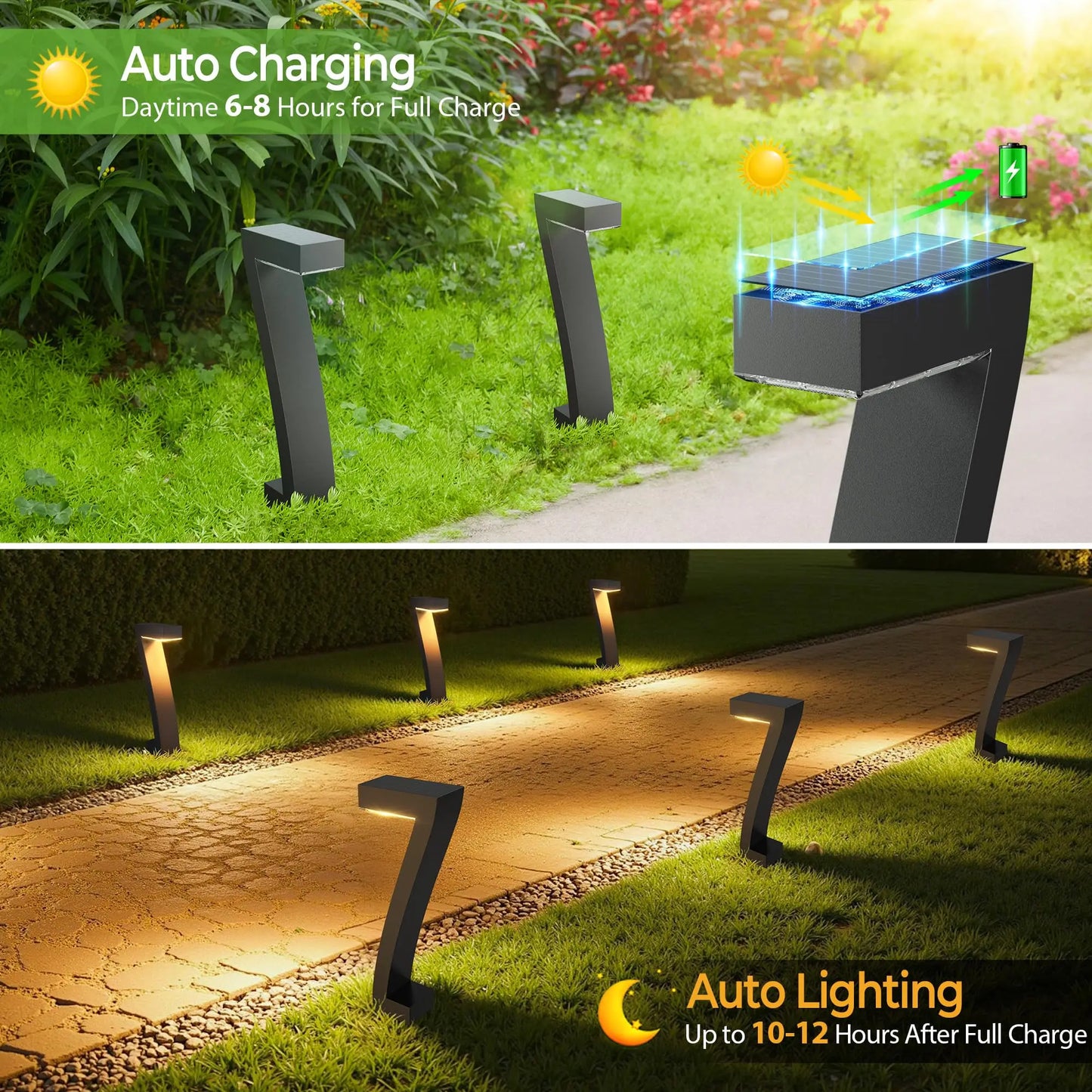 Bright LED Solar Pathway Lights IP65 Waterproof Outdoor Garden